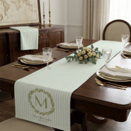 Camino De Mesa Corto Corona de Olivo Personalizada con Monograma y Apel