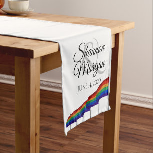 Camino De Mesa Corto Corredor de mesa de Boda arcoiris del orgullo gay
