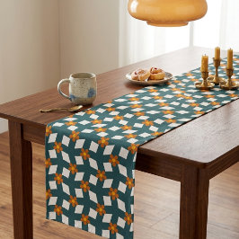 Camino De Mesa Corto Corredor de mesa floral naranja y verde acuático r