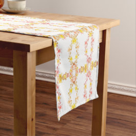 Camino De Mesa Corto Corredor de mesa floral rosa pastel de estilo vint