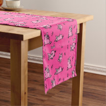 Cortina de mesa rosa de dibujos animados de cerdo