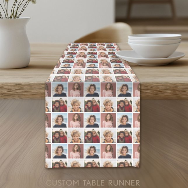 Camino De Mesa Corto Crear un Collage de fotos Personalizado con 4 foto (Custom Photo Table Runner)