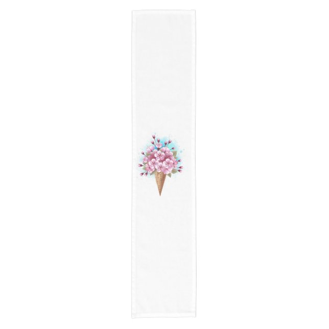 Camino De Mesa Corto Crema rosa de hielo Sakura Waffle Cone (Anverso)