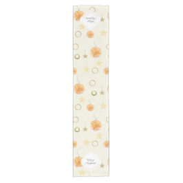 Camino De Mesa Corto Cuidados Naranjas de acuarela y estrellas en Beige