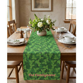 Camino De Mesa Corto Custom Family Name Table Runner with Leaves