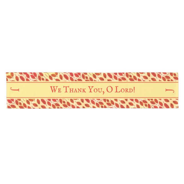 Camino De Mesa Corto Custom Monogram Thanksgiving FALL AUTUMN LEAVES (Horizontal)