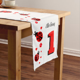 Camino De Mesa Corto Cute Ladybugs con Corazones Corazales