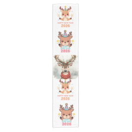 Camino De Mesa Corto cute reindeer new year 2026 table runner