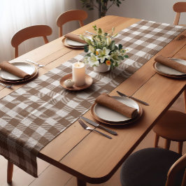 Camino De Mesa Corto Dark Brown Farmhouse Buffalo Plaid