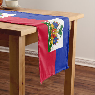 Camino De Mesa Corto Decoración de la casa de fans de la bandera haitia