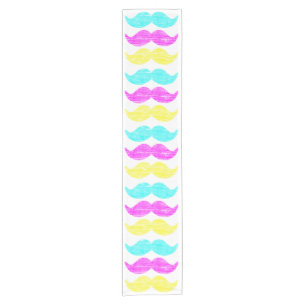 Camino De Mesa Corto Decoración de mesa con patrón de bigote colorido C