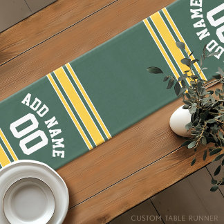 Camino De Mesa Corto Deportes personalizados con rayas de oro verde y a