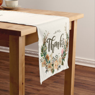 Camino De Mesa Corto Día de Acción de Gracias Autumn Watercolor Boho Fl