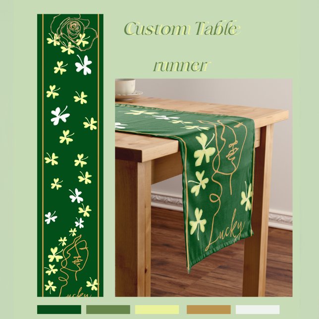Camino De Mesa Corto Día de San Patricio (Lucky Shamrock St. Patrick's Day Short Table Runner)