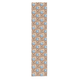 Camino De Mesa Corto Diseño floral vintage francés azul y beige