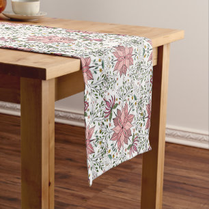 Camino De Mesa Corto Doodles De Flor Rosa De Color Rosa, Tile Art