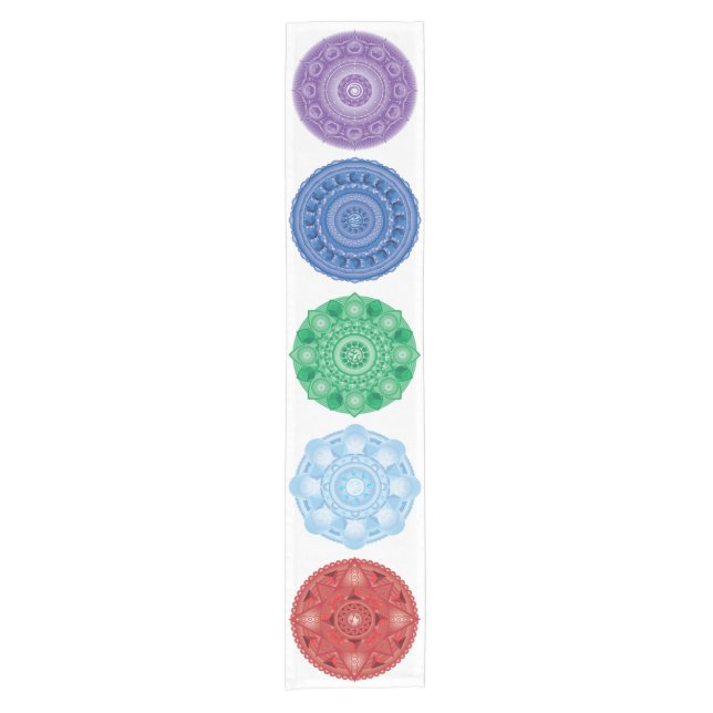 Camino De Mesa Corto Ejecutor de tabla multicolor de Mandala de cinco e (Anverso)