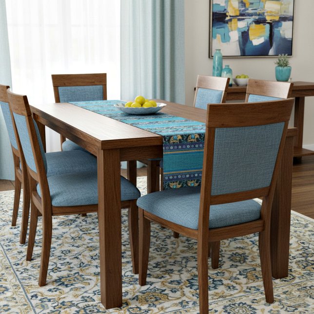 Camino De Mesa Corto Elefantes azules (Subido por el creador)