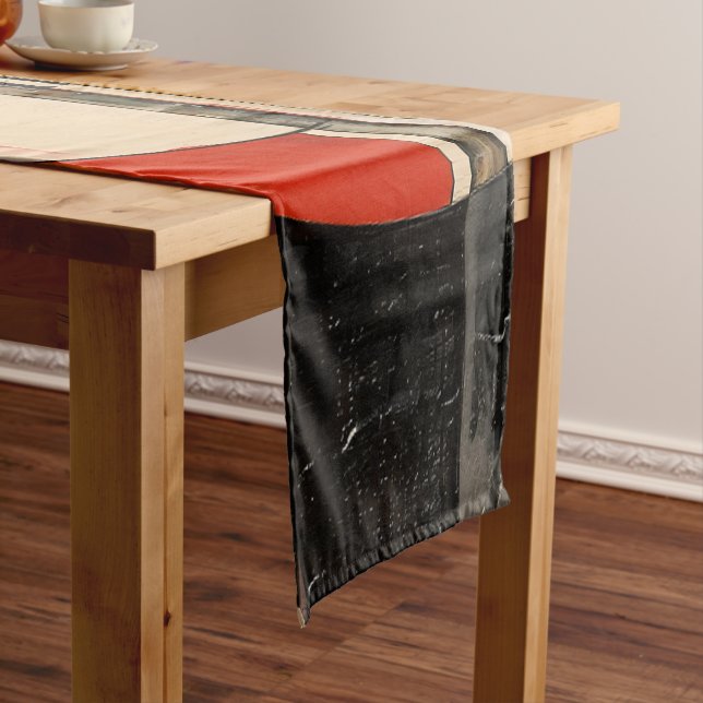 Camino De Mesa Corto Elegancia celestial: exploración abstracta en Beig (In Situ)