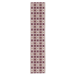 Camino De Mesa Corto Elegant Burgundy Gold Greek Key Pattern