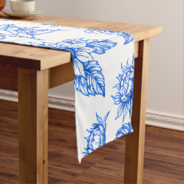 Camino De Mesa Corto Elegant Toile du Jouy Sunflowers – Blue Botanical 