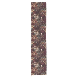 Camino De Mesa Corto Elegante acuarela Pine y Berry Burgundy Gold