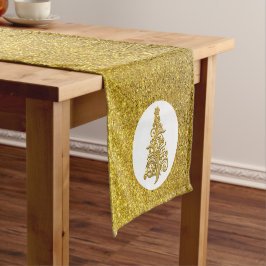 Camino De Mesa Corto Elegante árbol de Navidad con filigrana de oro sob