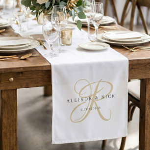 Camino De Mesa Corto Elegante Decoración de Mesa de Bodas con Monograma