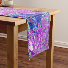 Camino De Mesa Corto Elegante hidrangea liga púrpura y azul