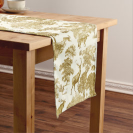 Camino De Mesa Corto Elegante Moda Gold Toile Deer Woodland