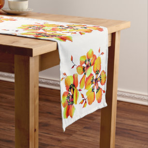 Camino De Mesa Corto Elegante Naranja Flores Harlequin Jardening Planta