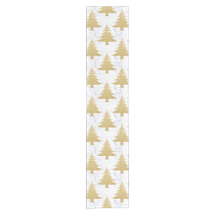 Camino De Mesa Corto Elegante Purpurina dorado y árbol de Navidad de m
