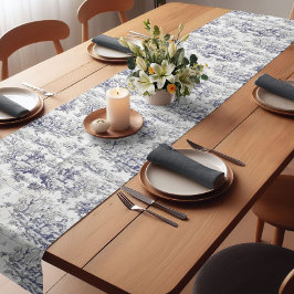 Camino De Mesa Corto Elegante toile negro vintage de jouy monograma