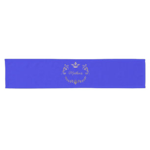 Camino De Mesa Corto Escudo de la Corona Azul Real Personalizado