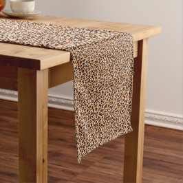 Camino De Mesa Corto Estampado de leopardo naranja y marrón