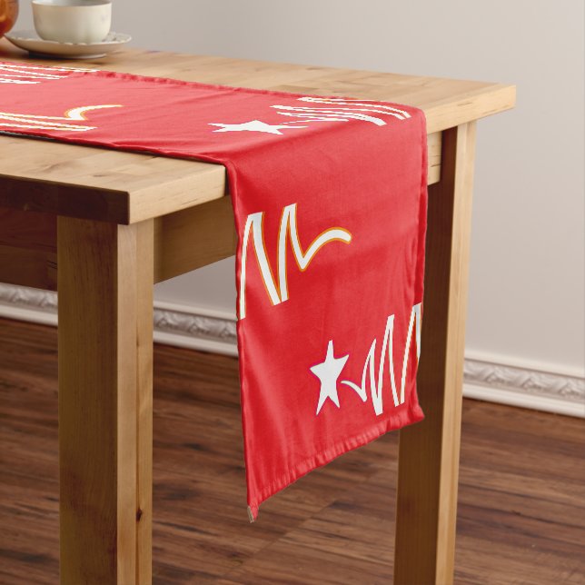Camino De Mesa Corto Estrella Roja de Navidad Fiesta (In Situ)