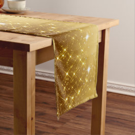 Camino De Mesa Corto Estrellas de purpurina doradas Elegante Fiesta