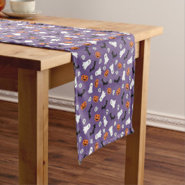 Camino De Mesa Corto Fantasmas, Calabazas, Bats Purple Table Runner