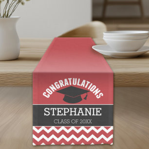 Camino De Mesa Corto Felicitaciones Graduado - Graduación negra roja