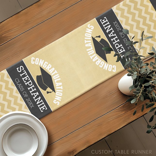 Camino De Mesa Corto Felicitaciones Graduado - Graduación Personalizada (Custom Graduation Table Runner)