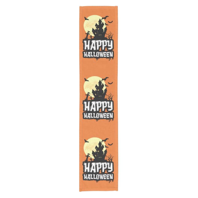 Camino De Mesa Corto Feliz Halloween (Anverso)