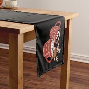 Camino De Mesa Corto Feliz Navidad a la familia de renos lindo, café de