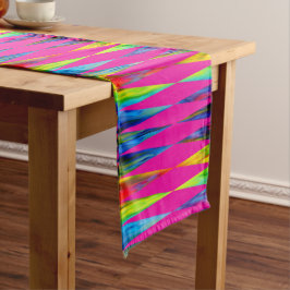 Camino De Mesa Corto [Fiesta del Arcoiris] Harlequin Geométrico Rosa Ca