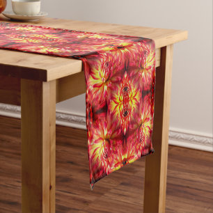 Camino De Mesa Corto Flor Dahlia roja Resumen patrón de naturaleza