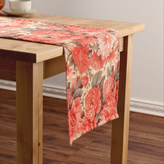 Camino De Mesa Corto Flores de coral chic y Shabby