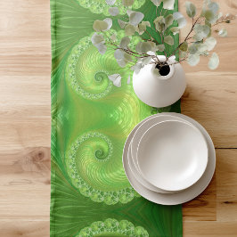 Camino De Mesa Corto Fractal en espiral verde moderno