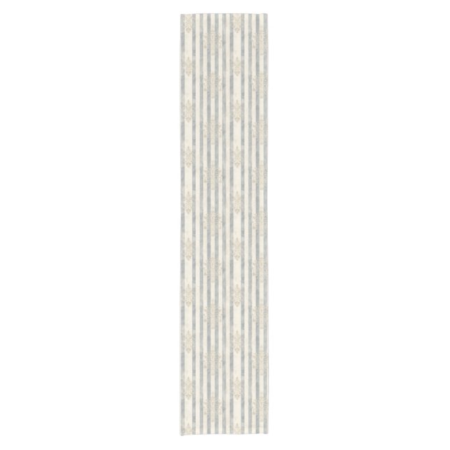 Camino De Mesa Corto French Retro Damask Stripe Table Runner (Anverso)