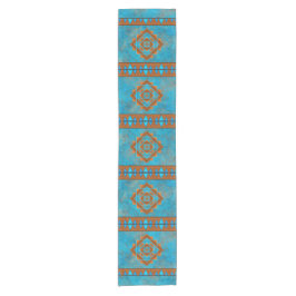 Camino De Mesa Corto Geométrico turquesa de los picos de montaña del su