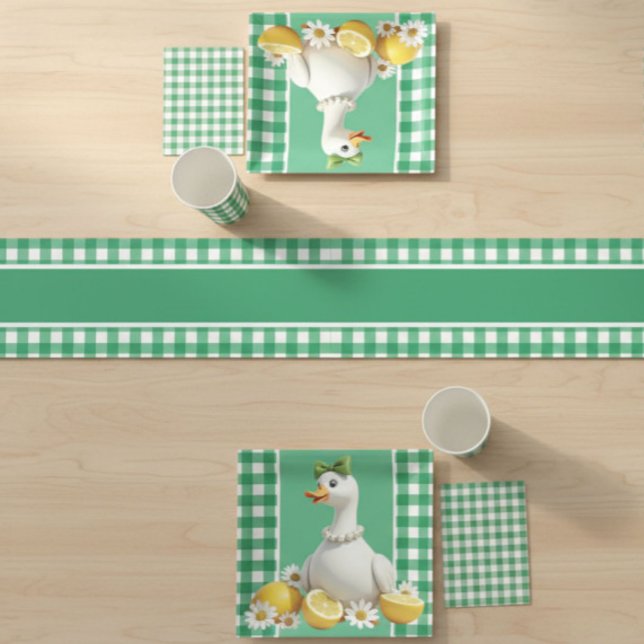 Camino De Mesa Corto Gingham Verde (Subido por el creador)
