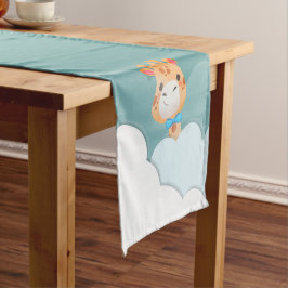 Camino De Mesa Corto Girafa de bebé color agua, animales de Safari